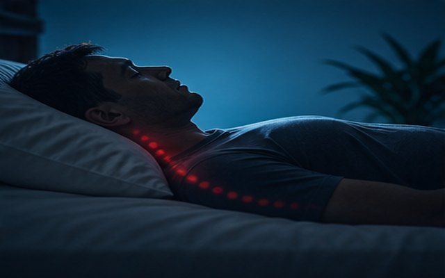 Persona con postura non equilibrata durante il sonno